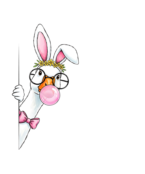 Peekaboo Easter Goose with Bunny Ears – Easter Ready to Press DTF Transfer