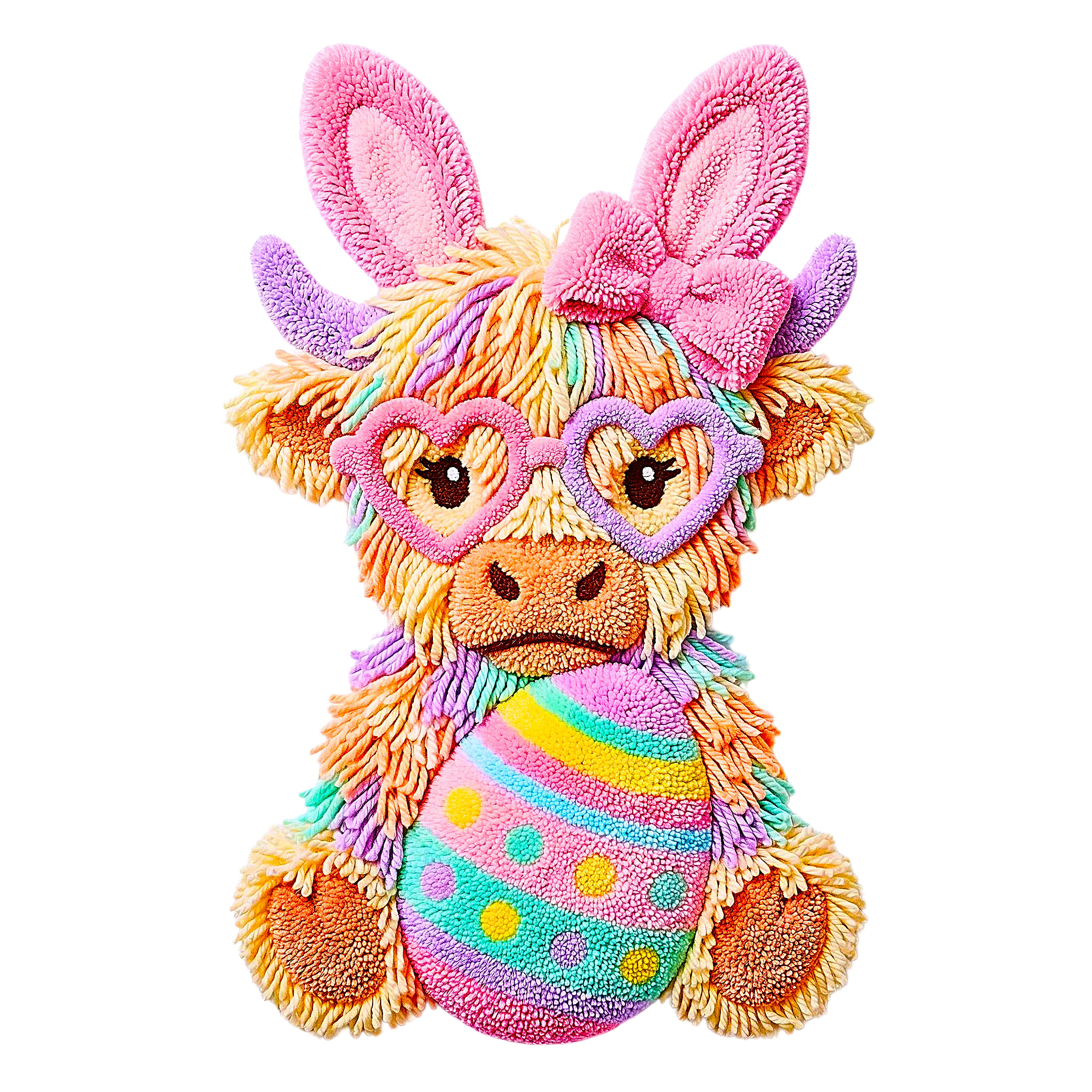 Easter Cow with Bunny Ears & Heart Glasses – Easter Ready to Press DTF Transfer