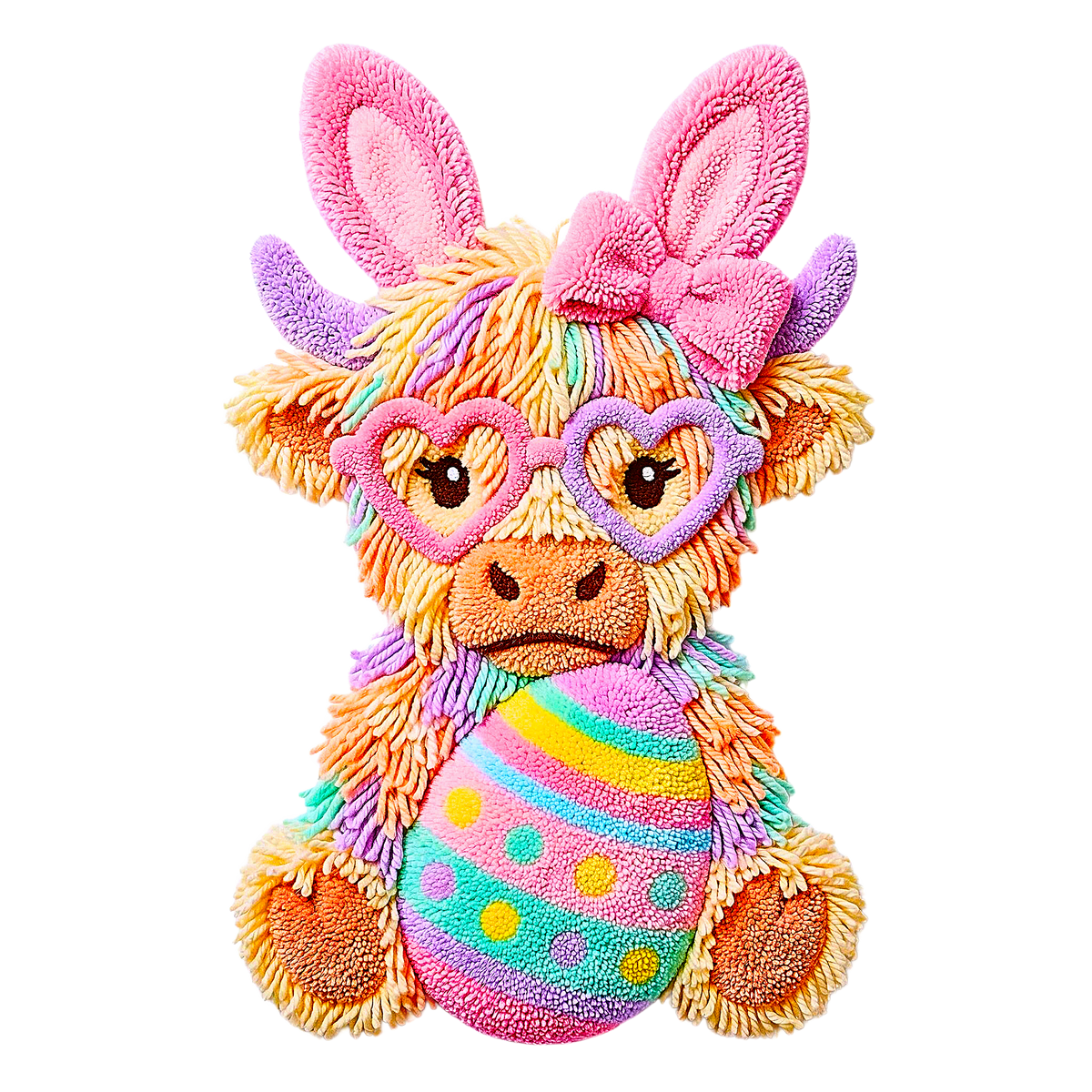 Easter Cow with Bunny Ears & Heart Glasses – Easter Ready to Press DTF Transfer