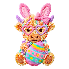 Easter Cow with Bunny Ears & Heart Glasses – Easter Ready to Press DTF Transfer