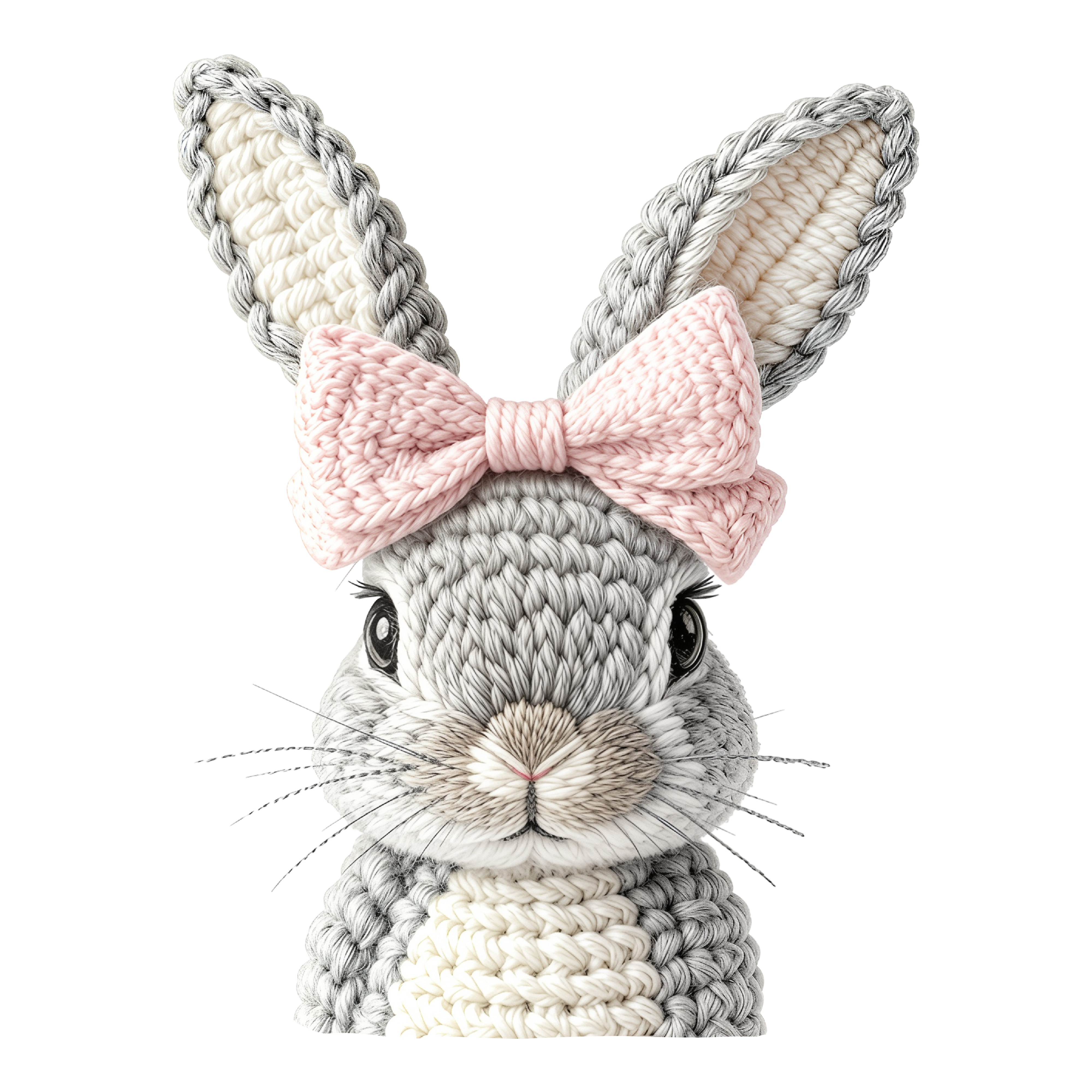 Crochet Bunny with Pink Bow – Easter Ready to Press DTF Transfer