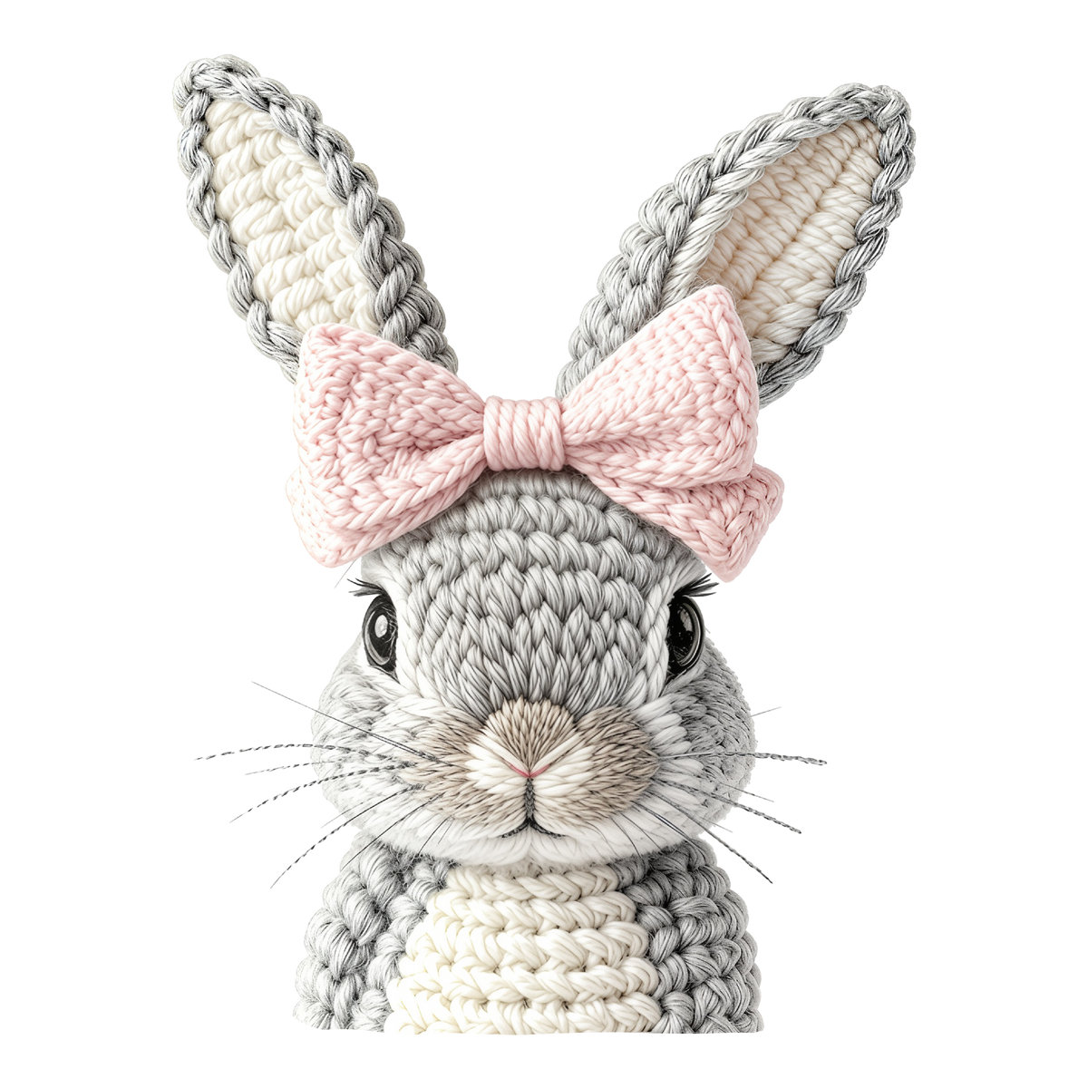 Crochet Bunny with Pink Bow – Easter Ready to Press DTF Transfer