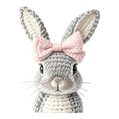Crochet Bunny with Pink Bow – Easter Ready to Press DTF Transfer