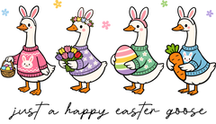 Easter Goose Parade with Bunny Ears – Easter Ready to Press DTF Transfer