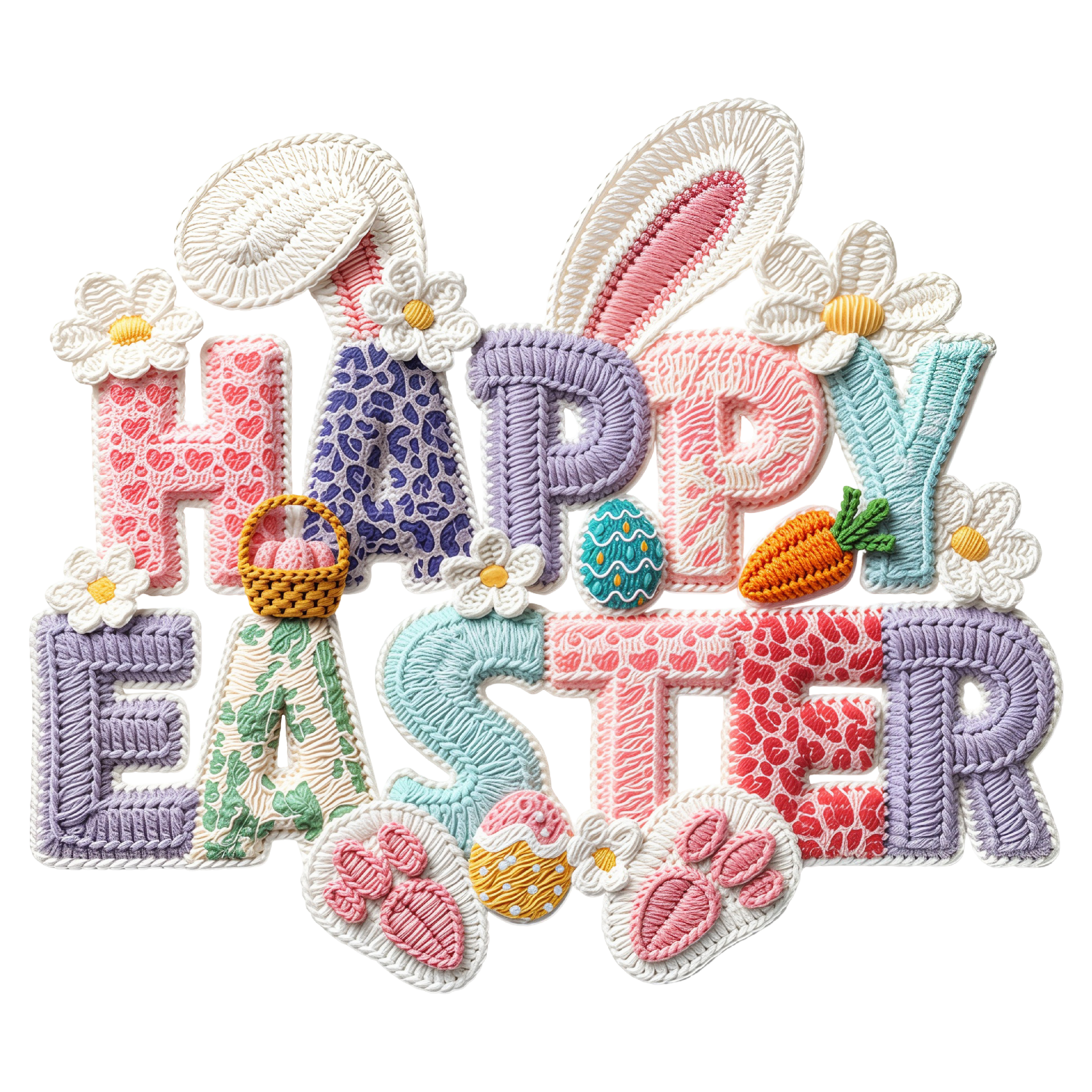 Happy Easter Patchwork Design – Easter Ready to Press DTF Transfer