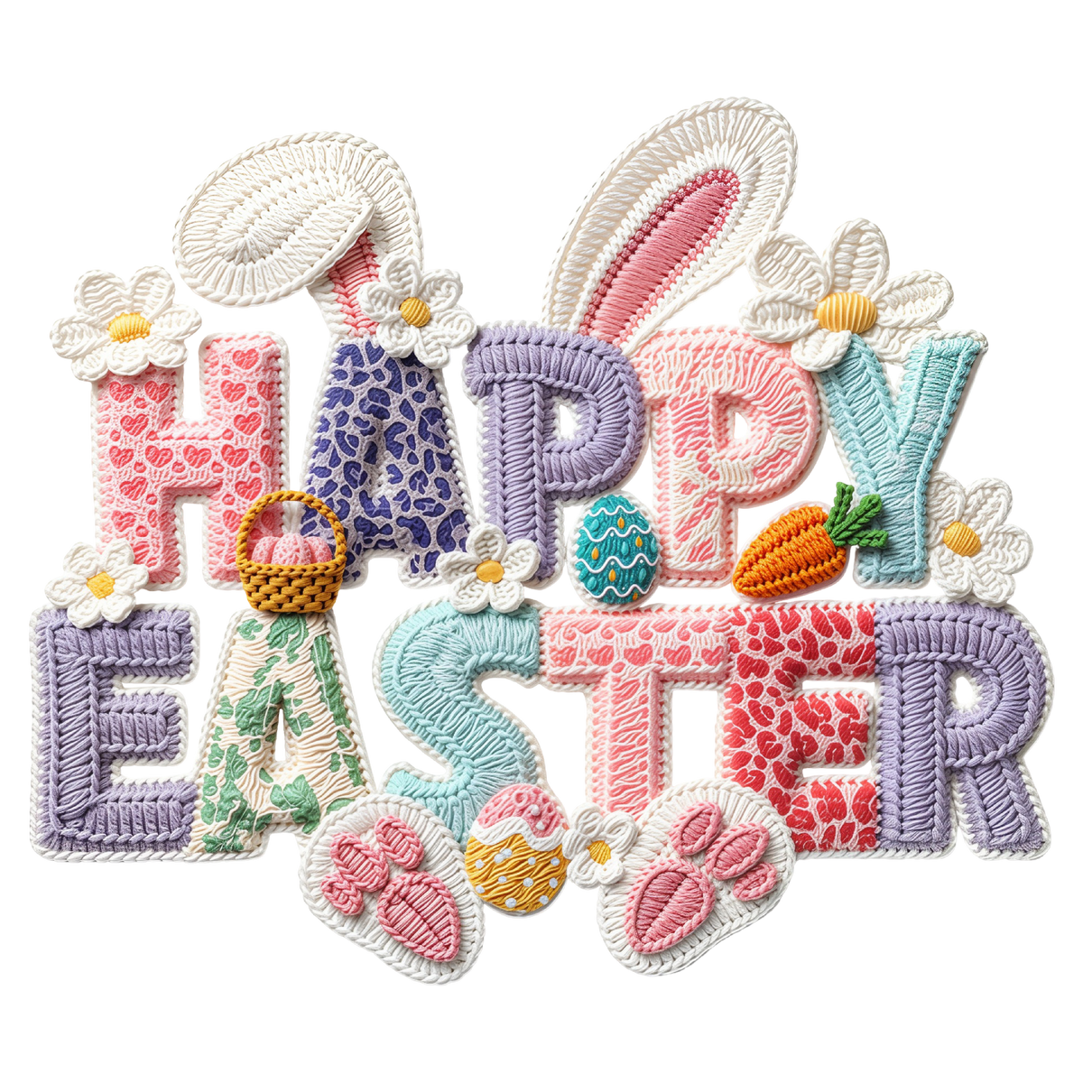Happy Easter Patchwork Design – Easter Ready to Press DTF Transfer