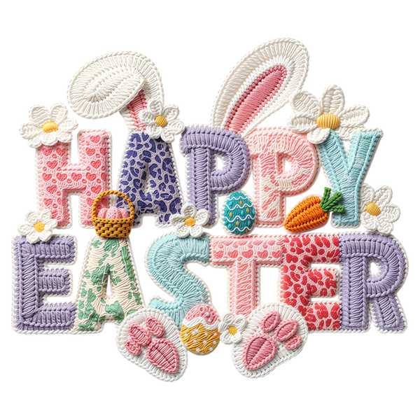 Happy Easter Patchwork Design – Easter Ready to Press DTF Transfer
