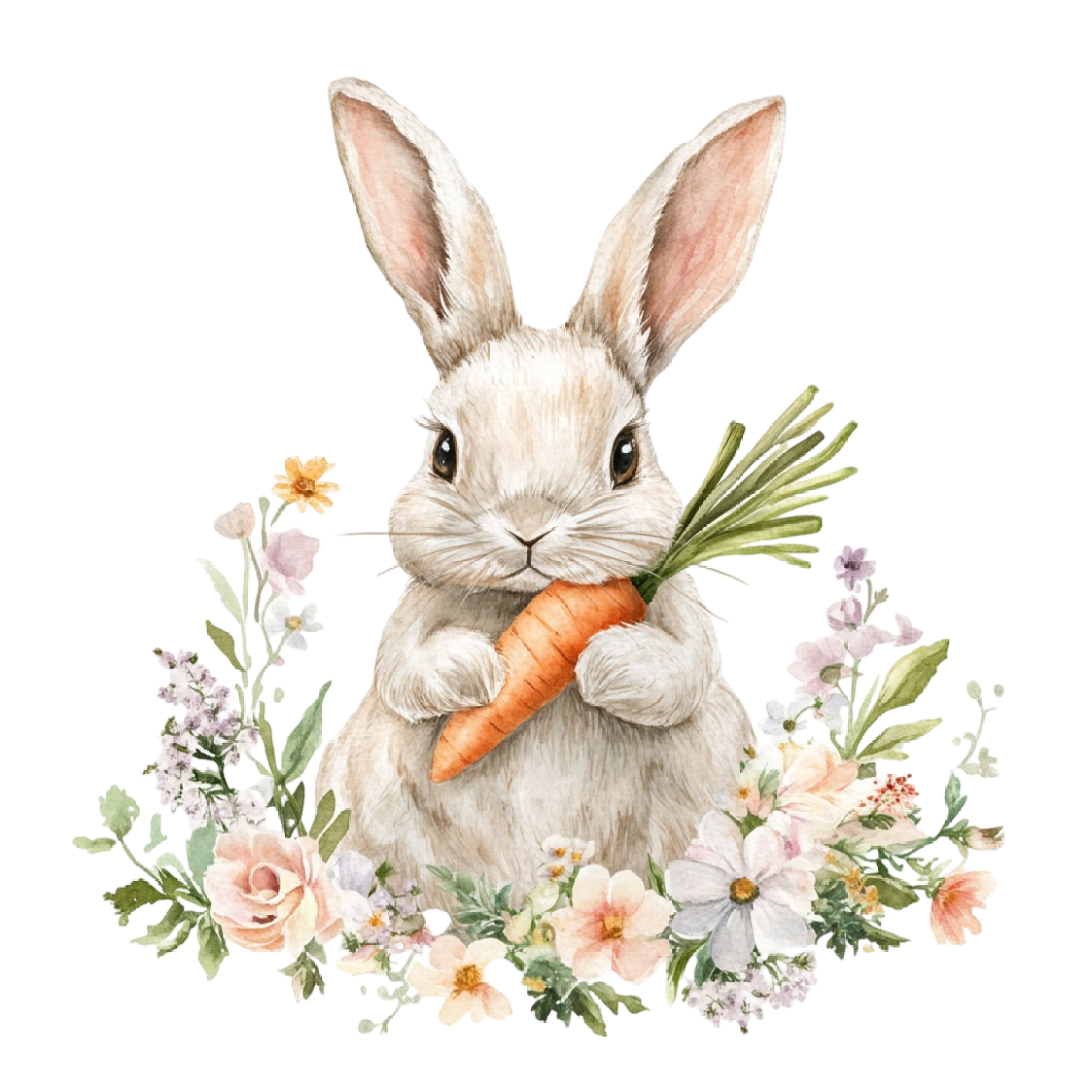 Cute Bunny with Carrot – Easter Ready to Press DTF Transfer