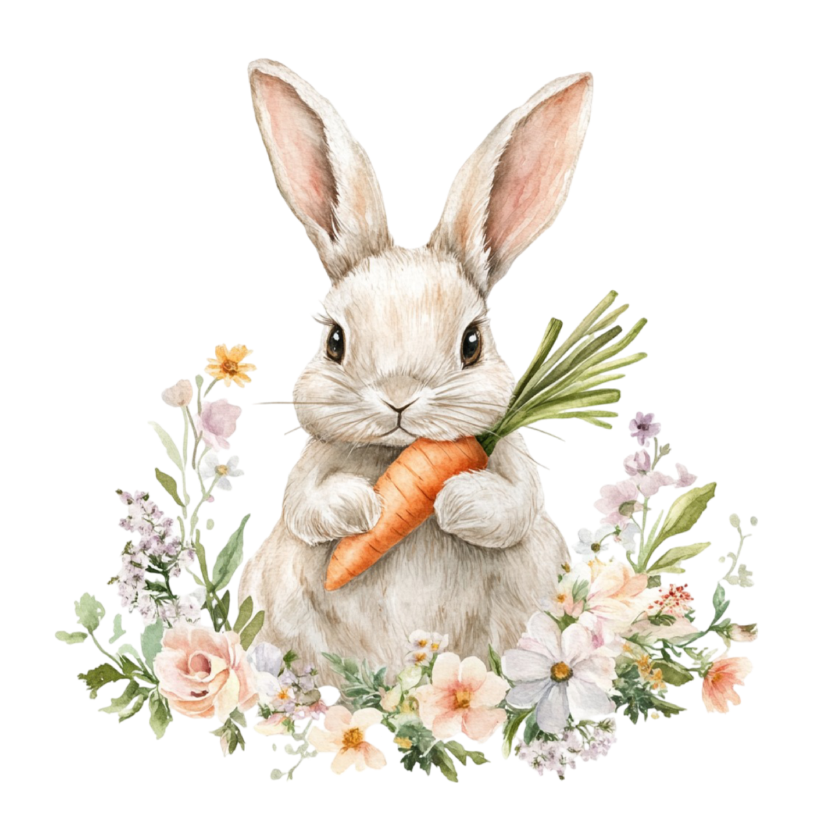 Cute Bunny with Carrot – Easter Ready to Press DTF Transfer