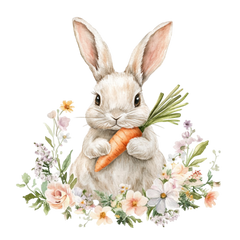 Cute Bunny with Carrot – Easter Ready to Press DTF Transfer