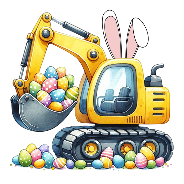 Bunny Excavator with Easter Eggs – Easter Ready to Press DTF Transfer