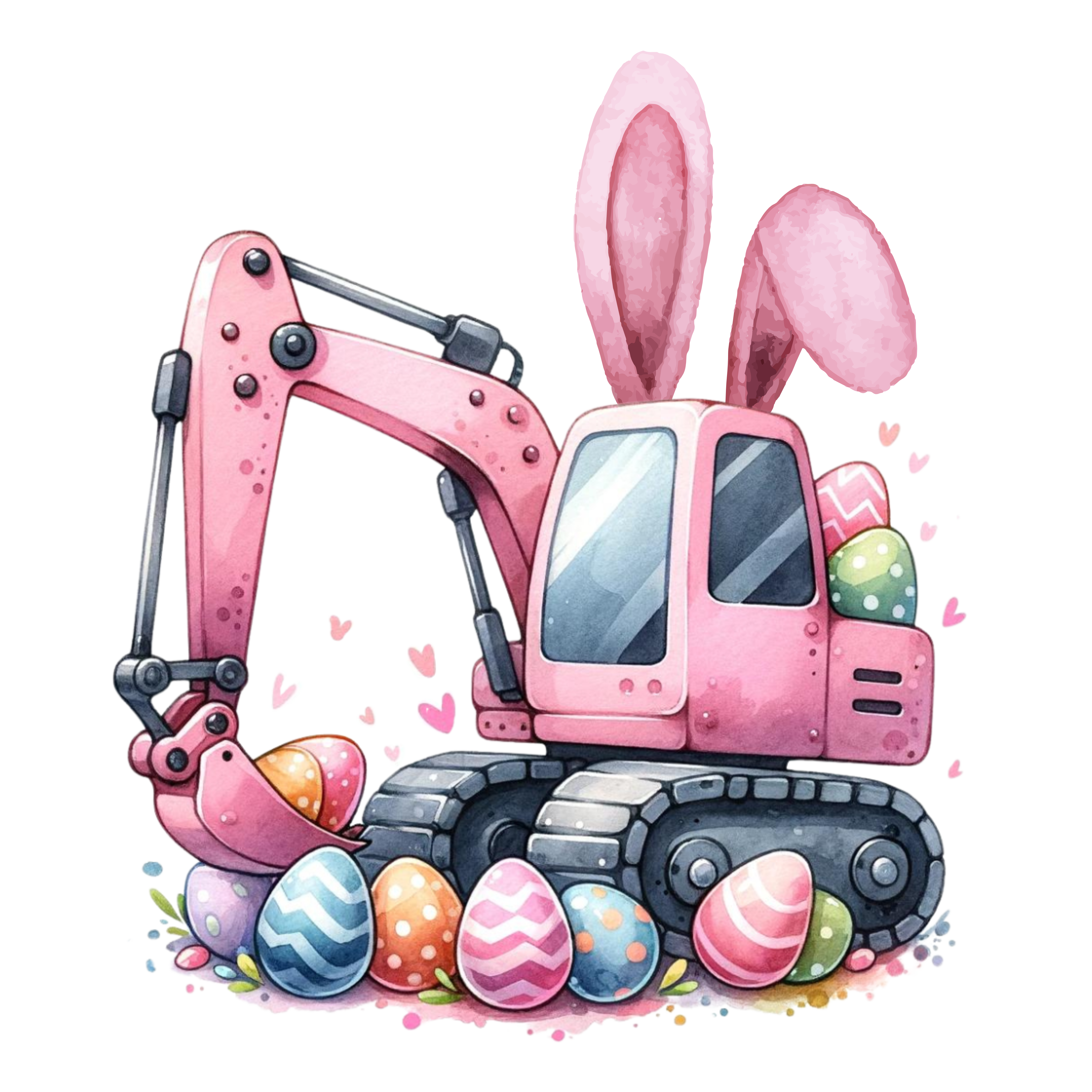 Cute Pink Bunny Excavator – Easter Ready to Press DTF Transfer