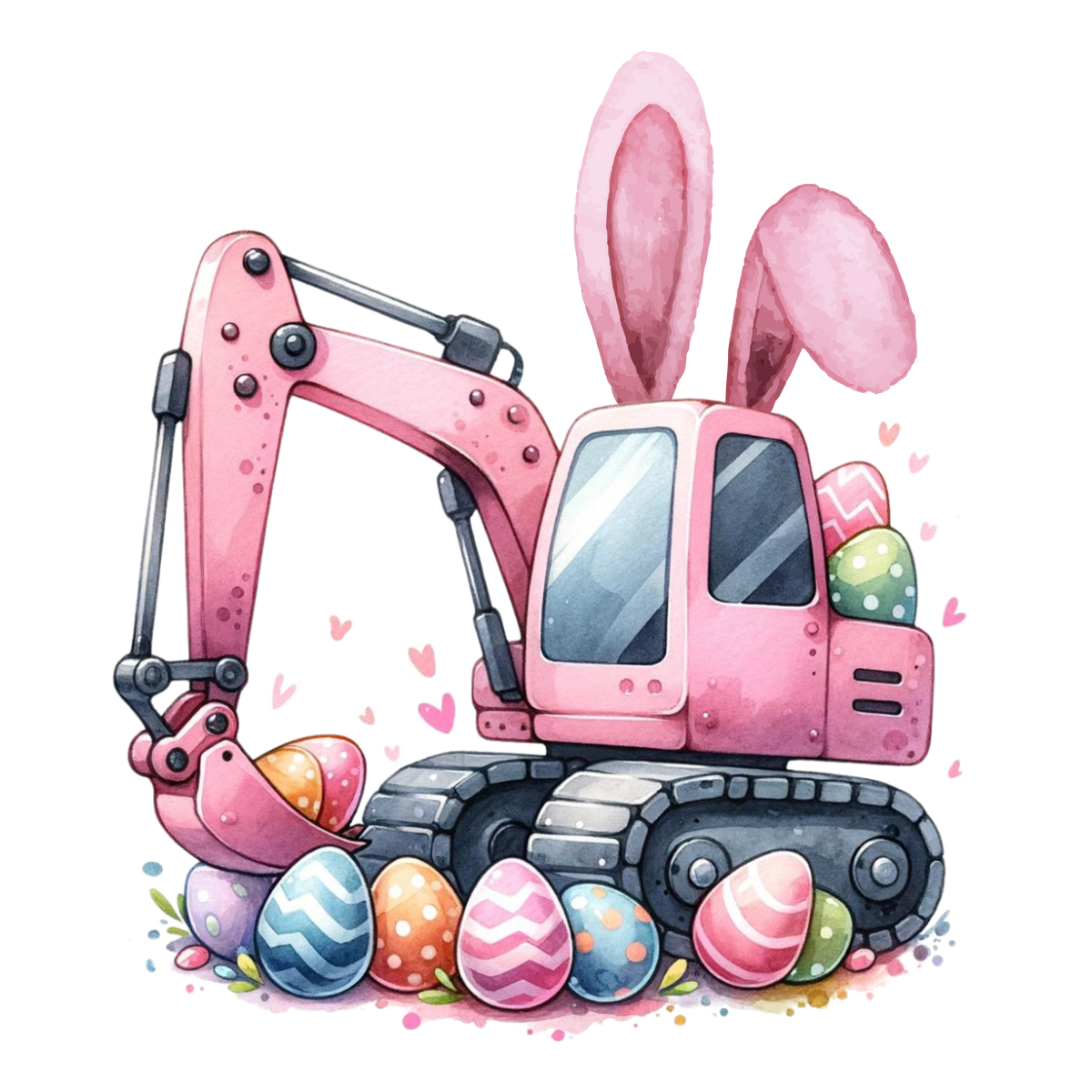 Cute Pink Bunny Excavator – Easter Ready to Press DTF Transfer