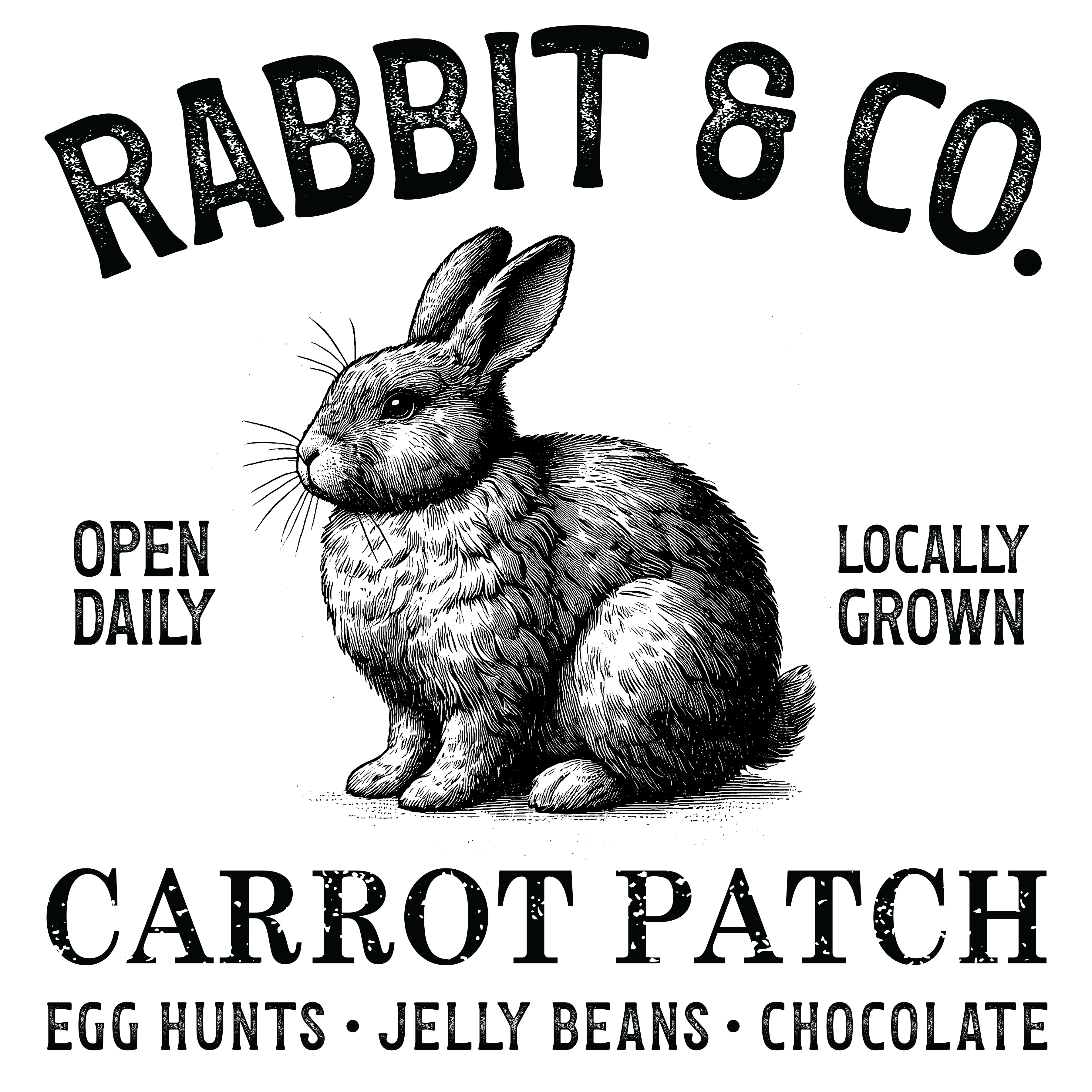 Rabbit & Co Carrot Patch Vintage Sign – Easter Ready to Press DTF Transfer