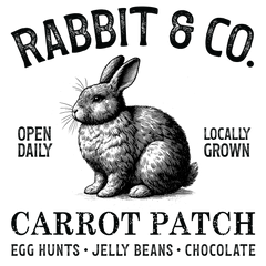 Rabbit & Co Carrot Patch Vintage Sign – Easter Ready to Press DTF Transfer