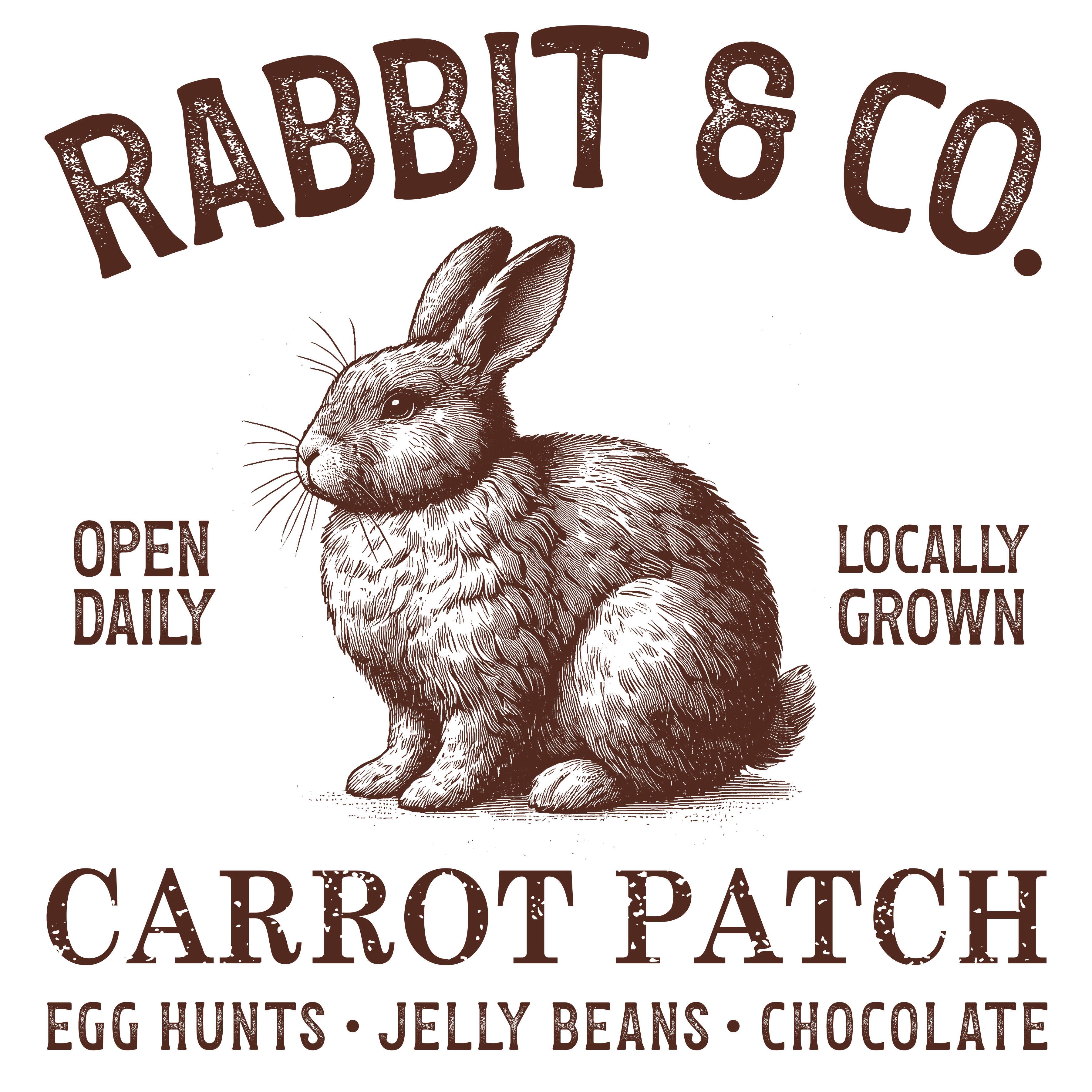 Rabbit & Co Carrot Patch Vintage Sign – Easter Ready to Press DTF Transfer