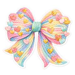 Rainbow Yarn Bow with Hearts – Easter Ready to Press DTF Transfer