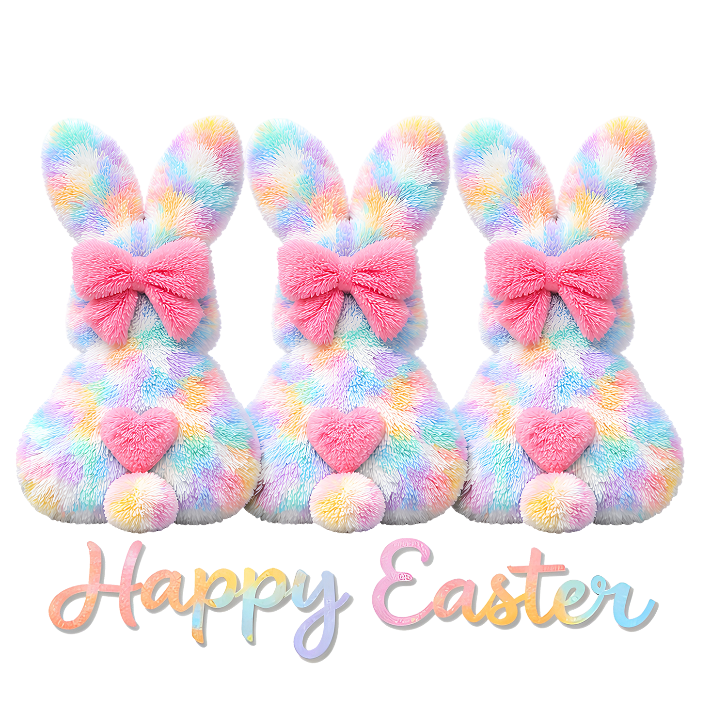 Cute Pastel Bunny Trio – Happy Easter Ready to Press DTF Transfer