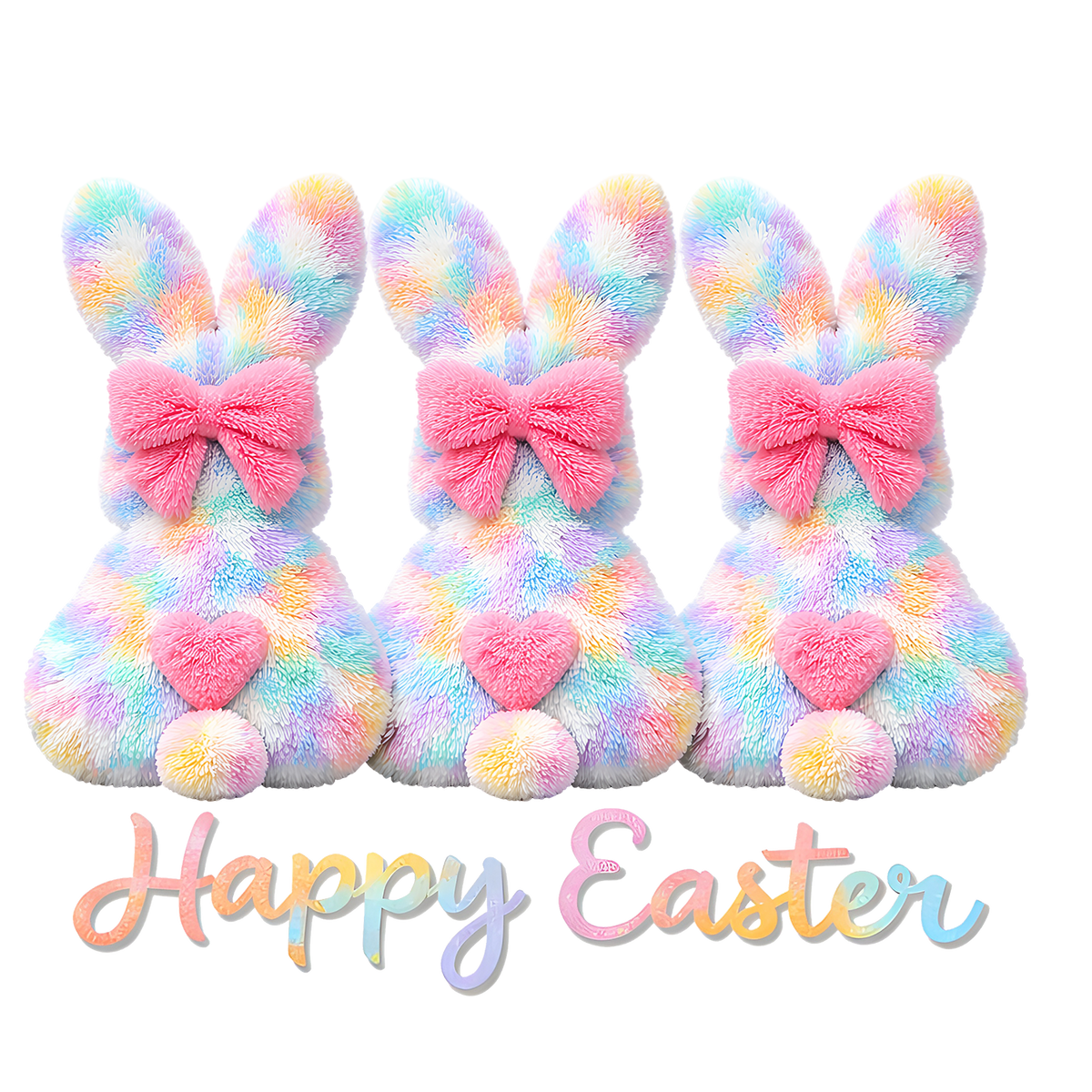 Cute Pastel Bunny Trio – Happy Easter Ready to Press DTF Transfer
