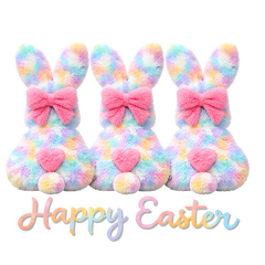 Cute Pastel Bunny Trio – Happy Easter Ready to Press DTF Transfer