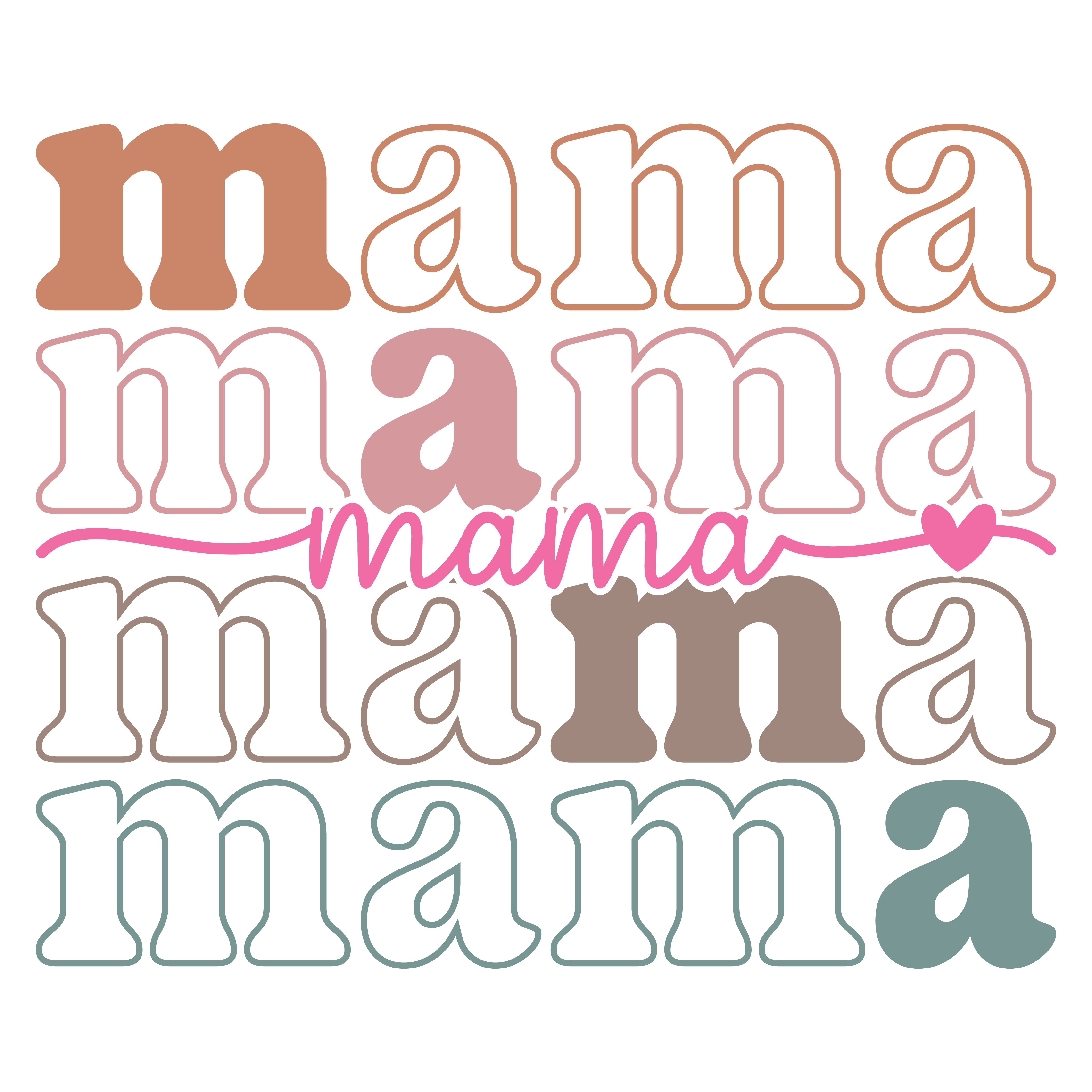Mama Repeating Design – Mothers Day Ready to Press DTF Transfer