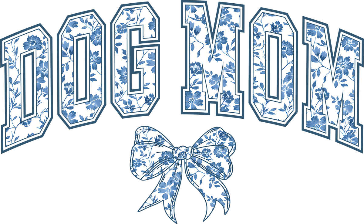 Dog Mom Floral Varsity Design with Bow – Mothers Day to Press DTF Transfer