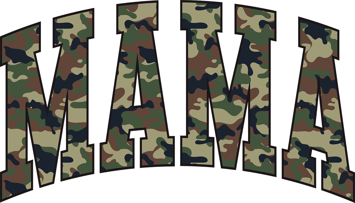 Mama Camo Varsity Letter Design – Mothers Day Ready to Press DTF Transfer