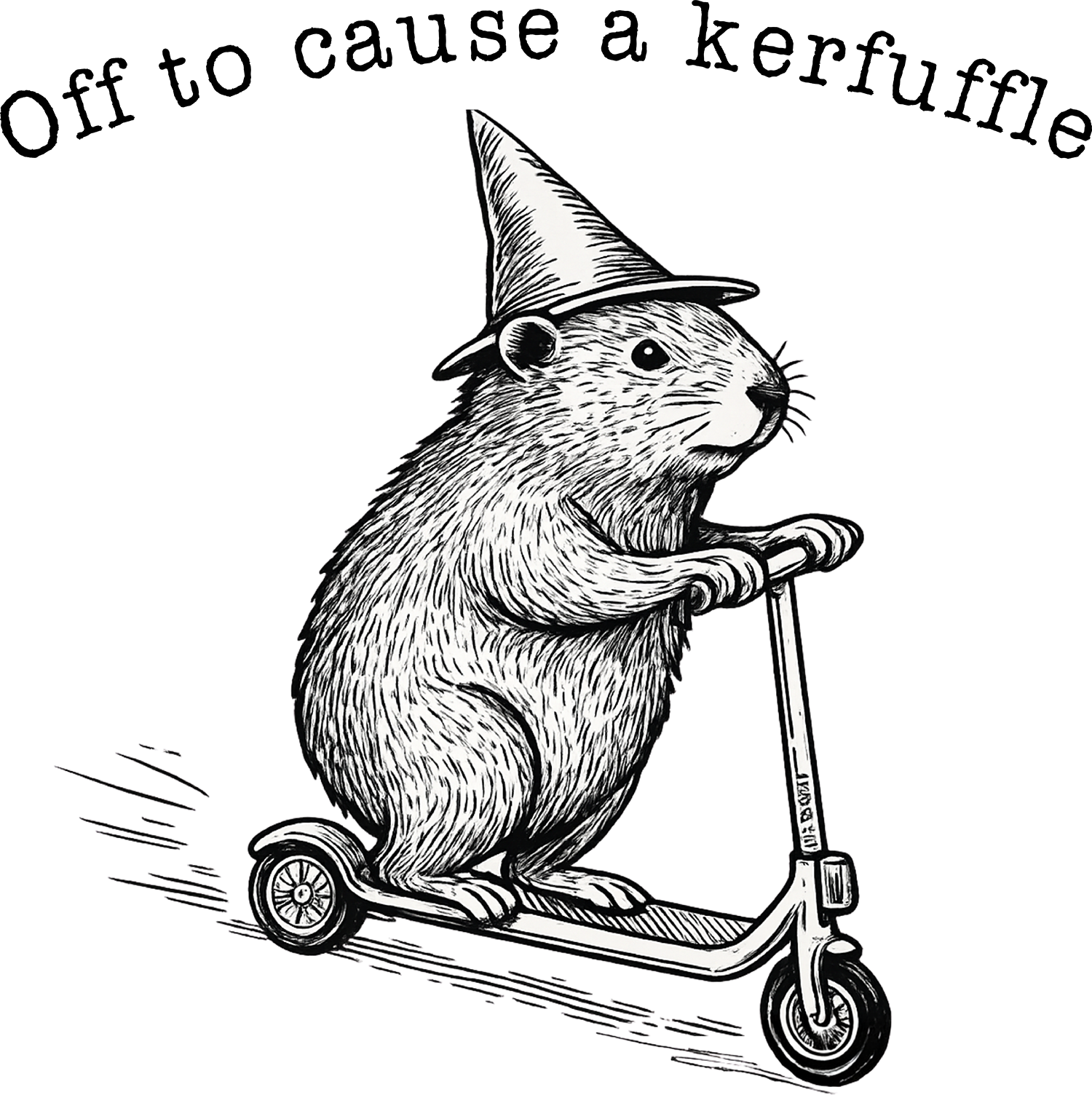 Wizard Rat Riding Scooter Funny Art – Funny Ready to Press DTF Transfer