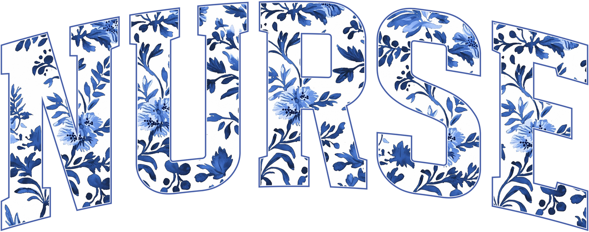 Nurse Blue Floral Varsity Typography – Nurse Ready to Press DTF Transfer