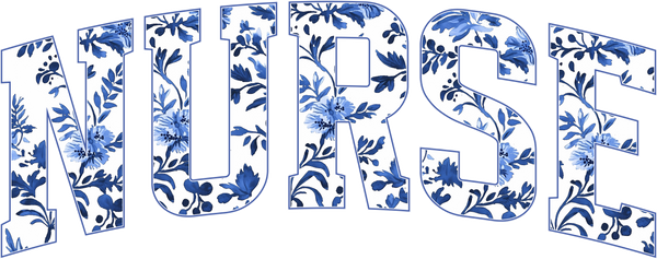 Nurse Blue Floral Varsity Typography – Nurse Ready to Press DTF Transfer
