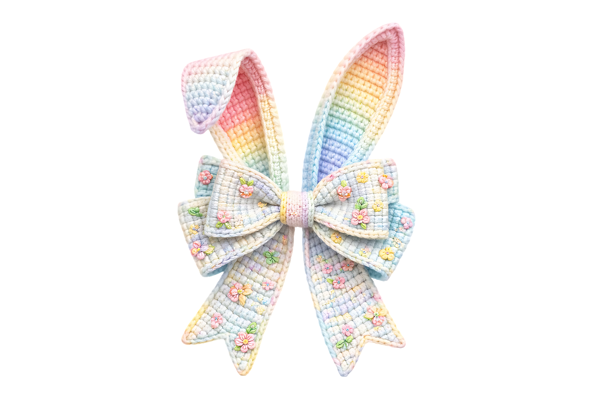 Pastel Rainbow Bunny Ears Bow - Easter Ready to Press DTF Transfer