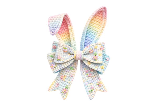 Pastel Rainbow Bunny Ears Bow - Easter Ready to Press DTF Transfer