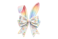 Pastel Rainbow Bunny Ears Bow - Easter Ready to Press DTF Transfer