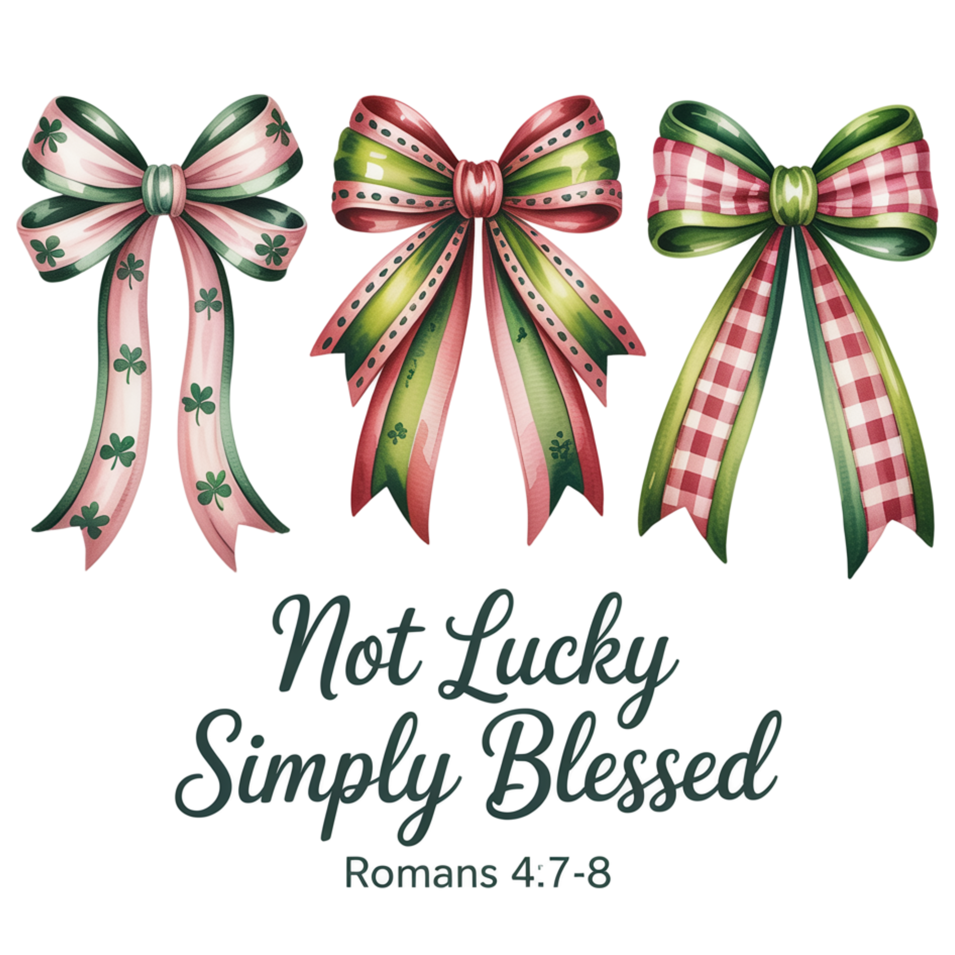 Not Lucky Simply Blessed Bows - St Patricks Day Ready to Press DTF Transfer