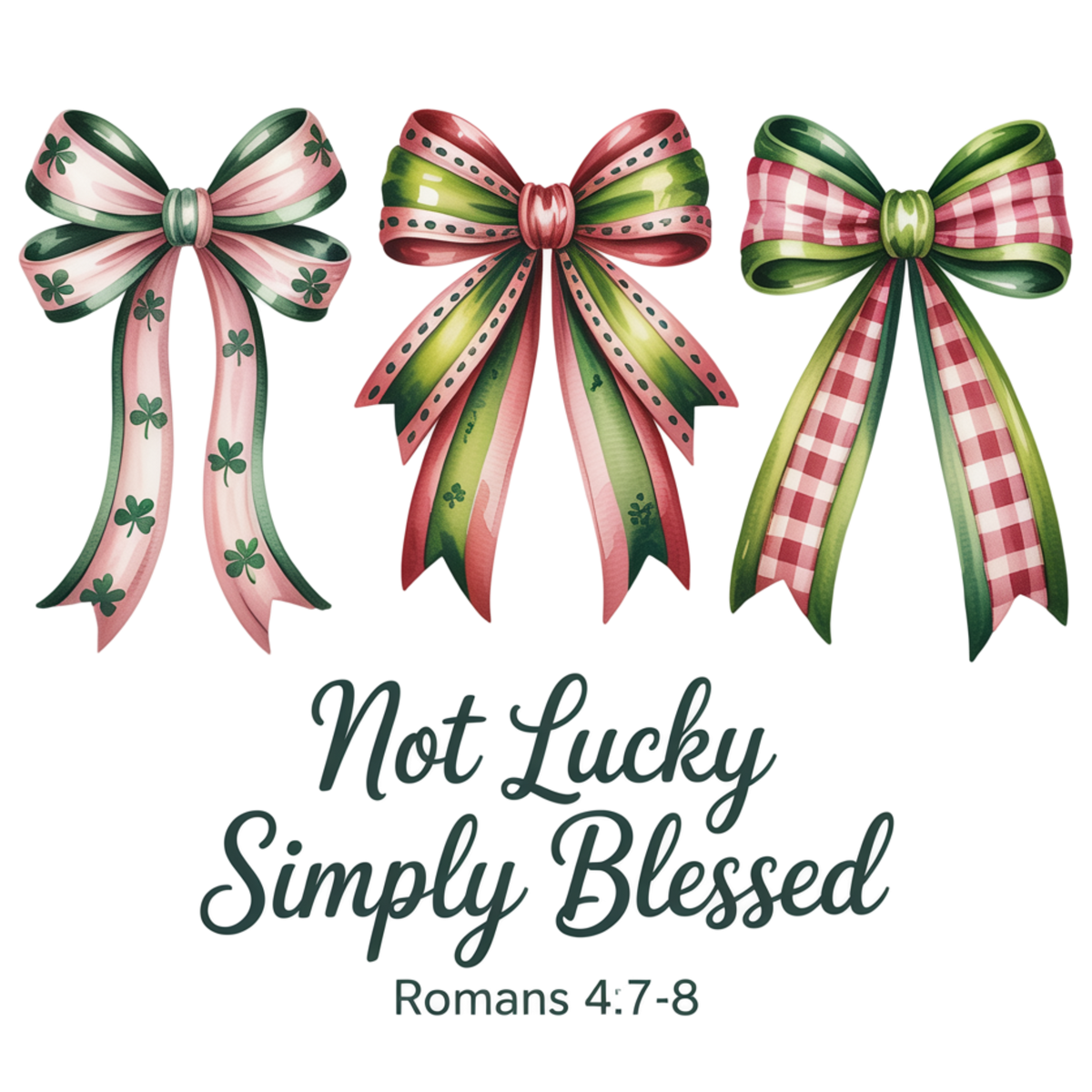 Not Lucky Simply Blessed Bows - St Patricks Day Ready to Press DTF Transfer