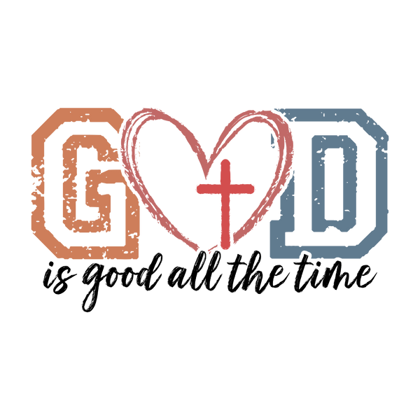 God Heart Cross Retro Design - Religious Ready to Press DTF Transfer