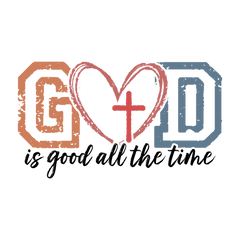 God Heart Cross Retro Design - Religious Ready to Press DTF Transfer
