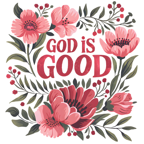 God Is Good Floral Wreath - Religious Ready to Press DTF Transfer