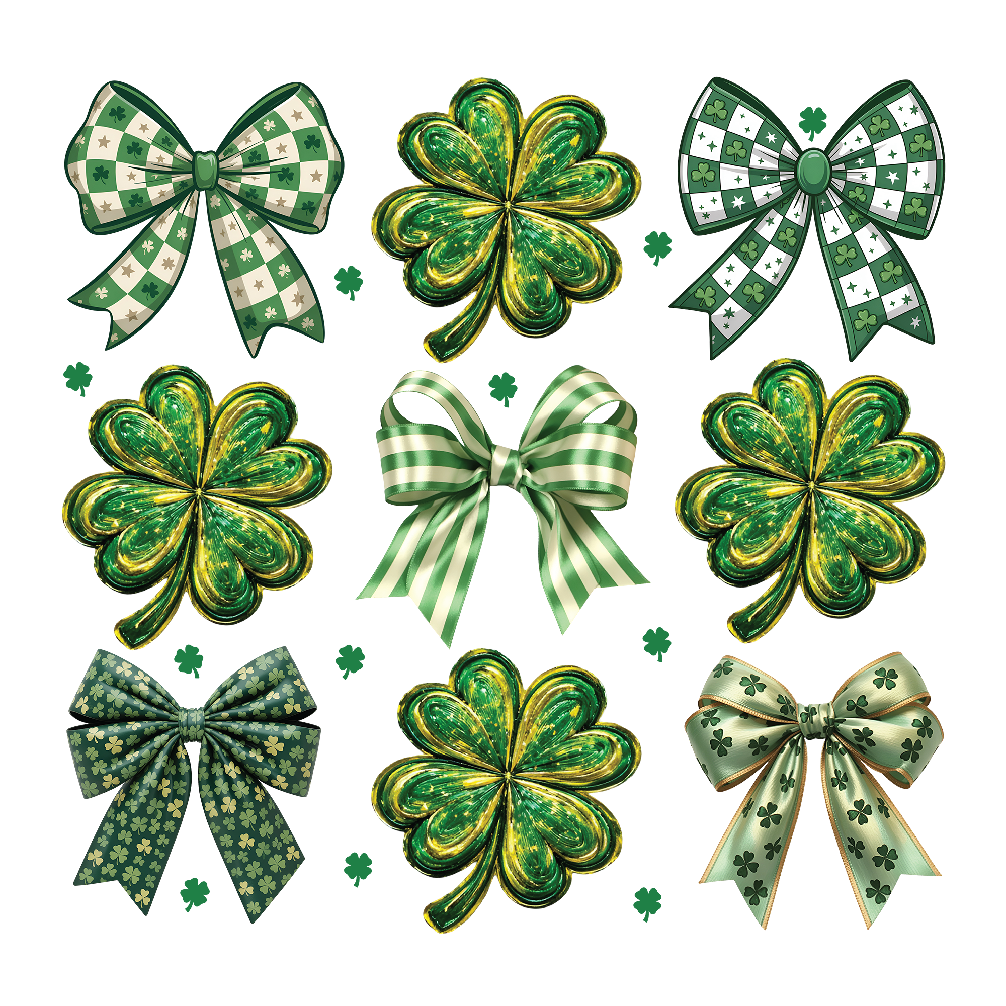 Shamrock Bow & Clover Bundle - St. Patrick’s Day Ready to Press DTF Transfer