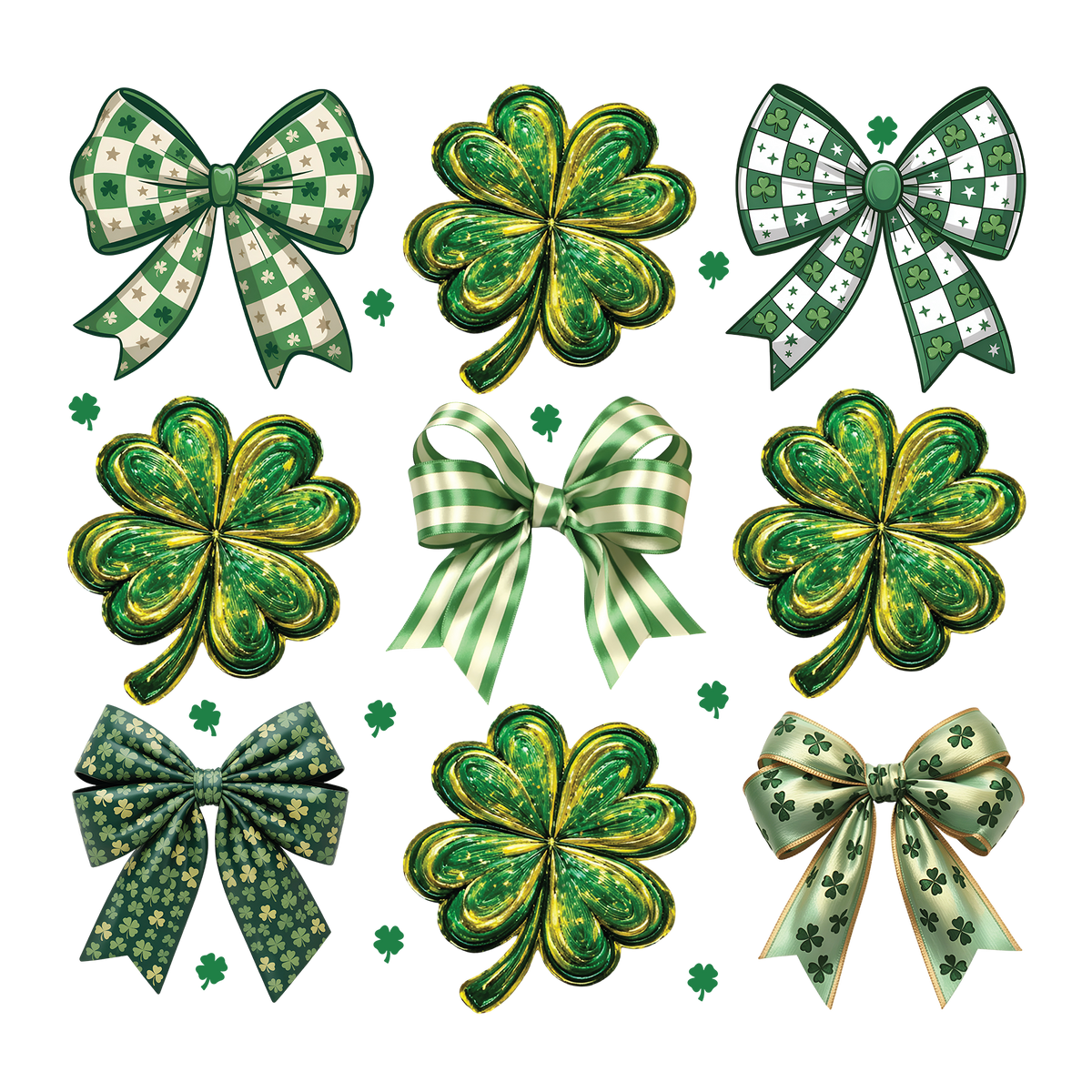 Shamrock Bow & Clover Bundle - St. Patrick’s Day Ready to Press DTF Transfer