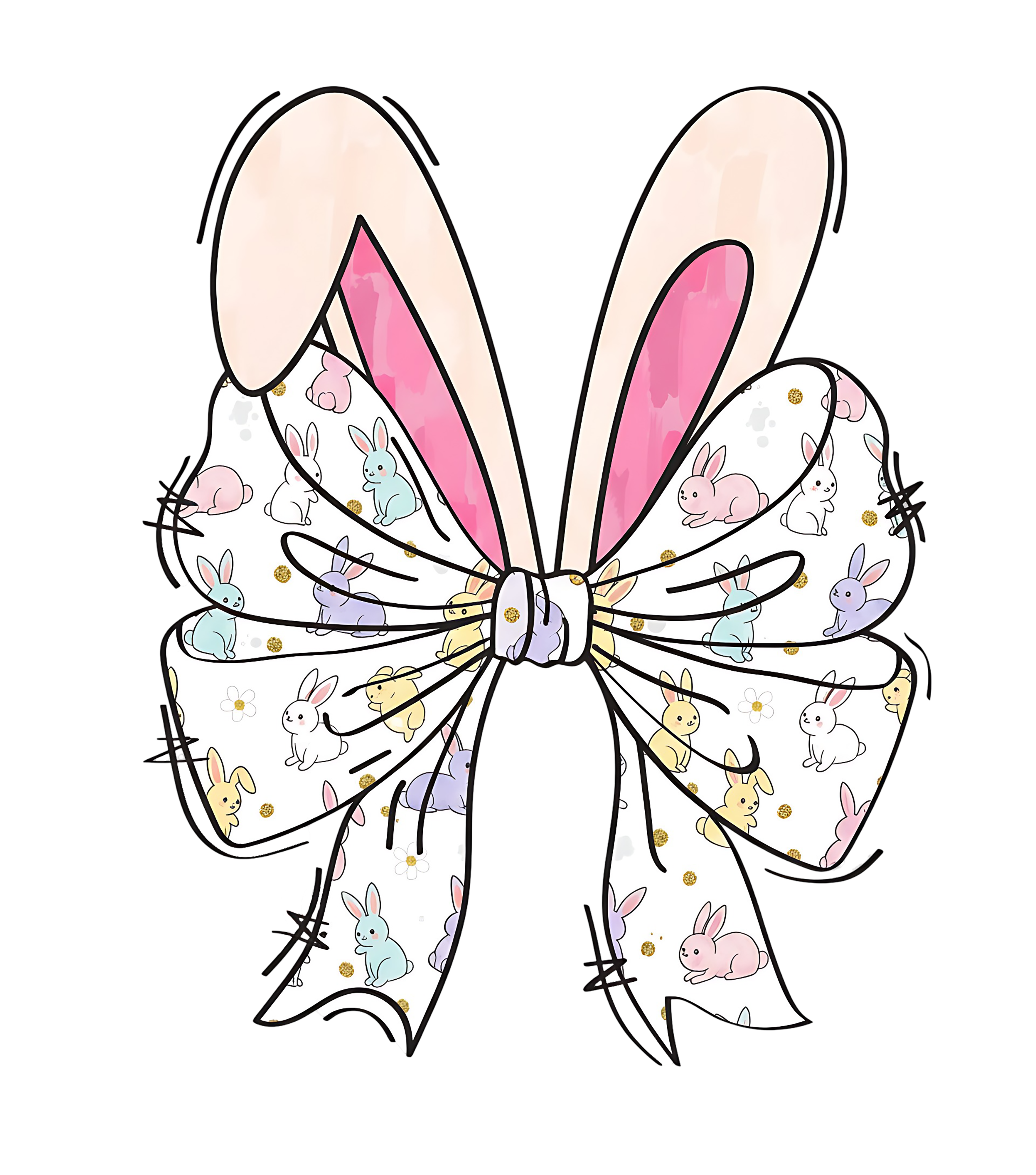 Bunny Pattern Coquette Bow - Easter Ready to Press DTF Transfer
