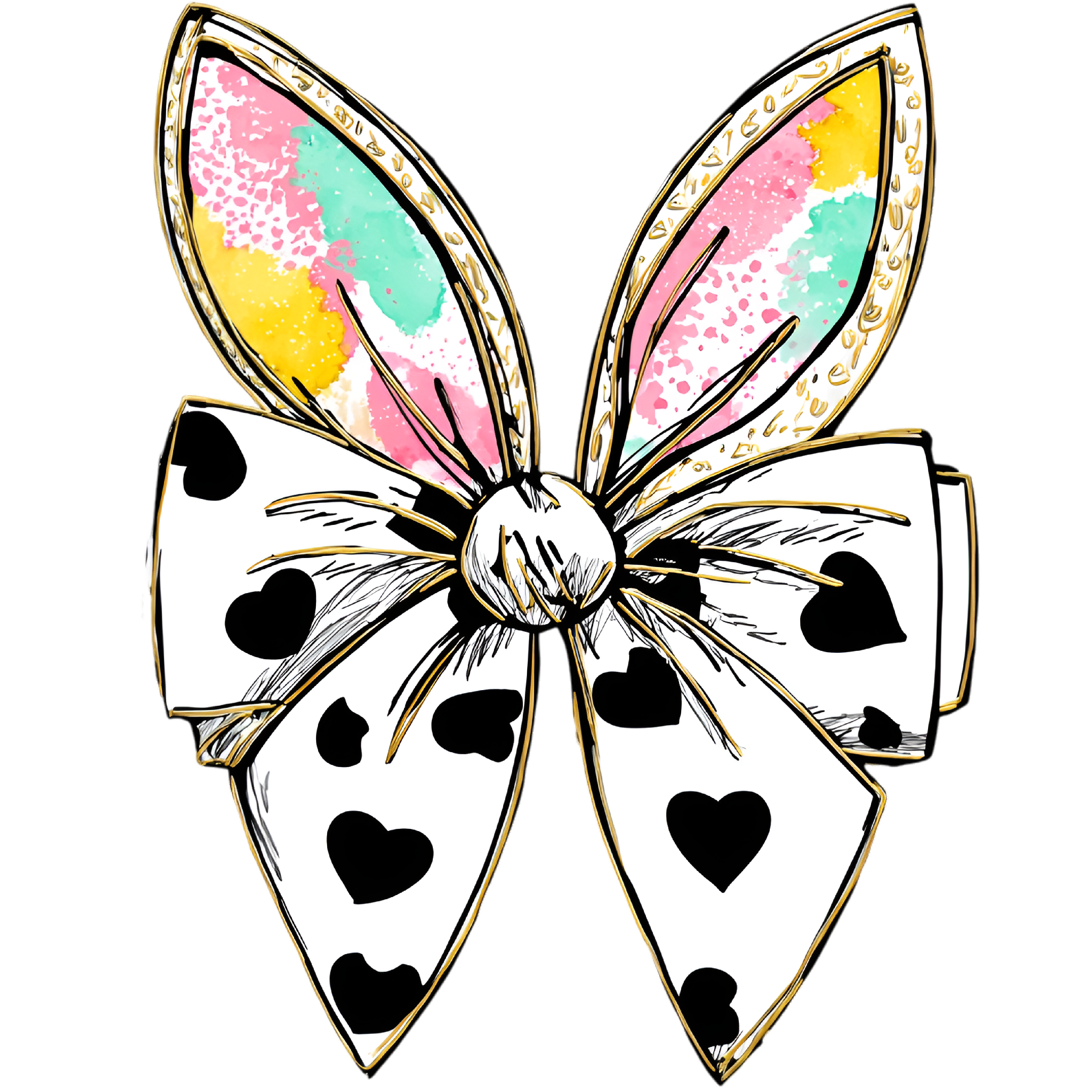 Cow Print Bunny Ear Bow - Easter Ready to Press DTF Transfer