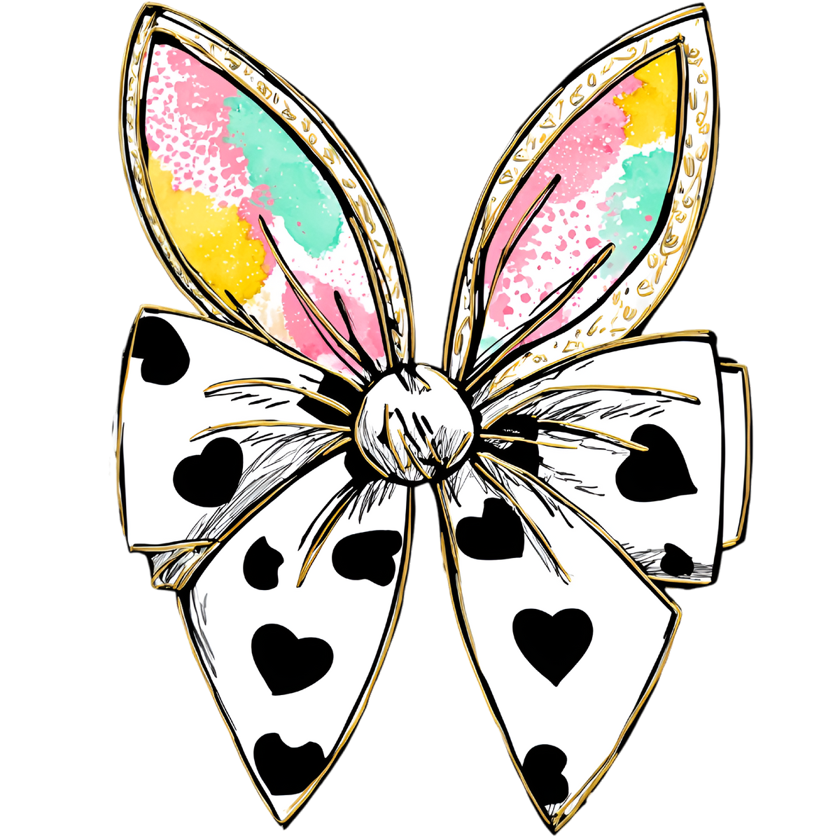 Cow Print Bunny Ear Bow - Easter Ready to Press DTF Transfer