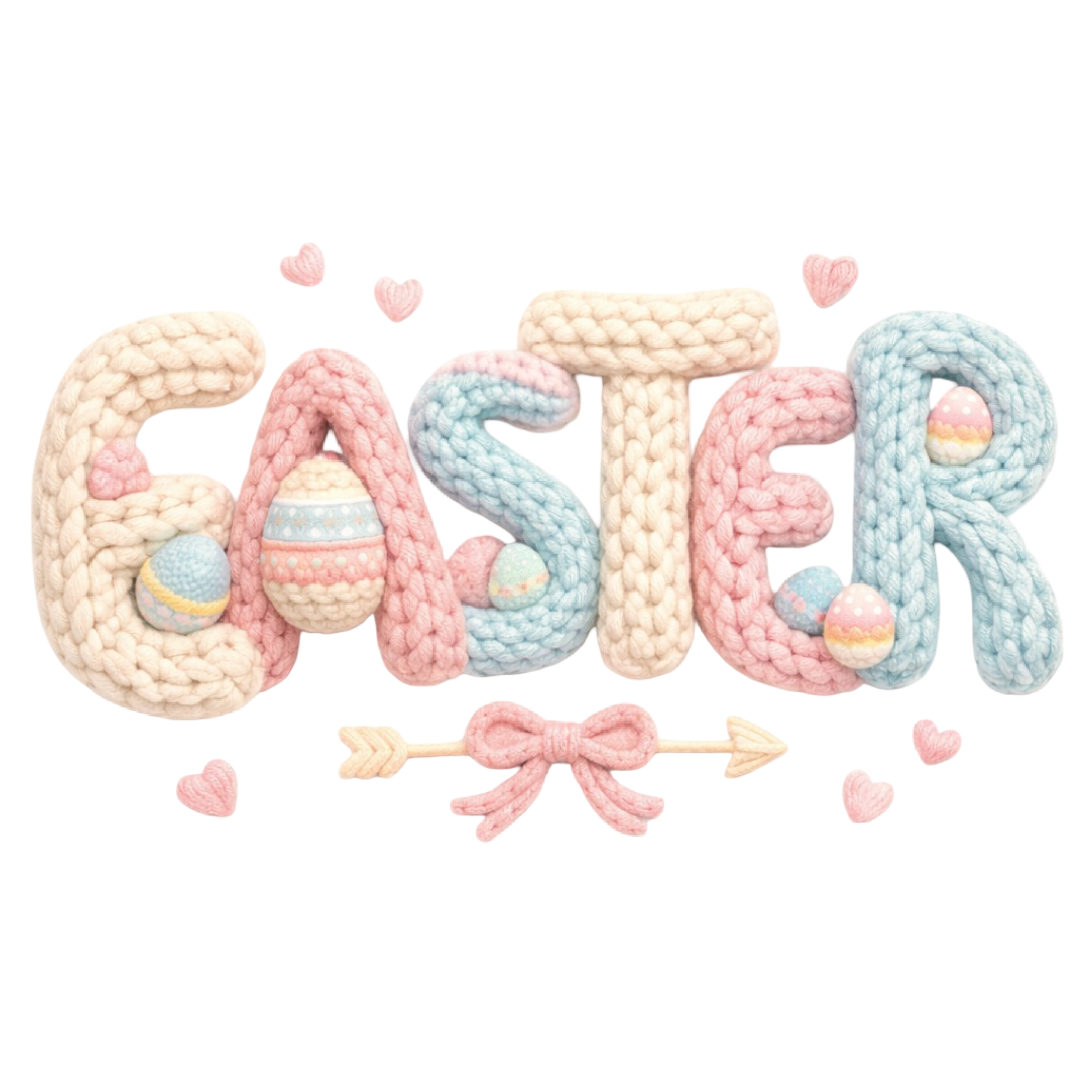 Coquette Knit Easter Letters with Eggs - Easter Ready to Press DTF Transfer