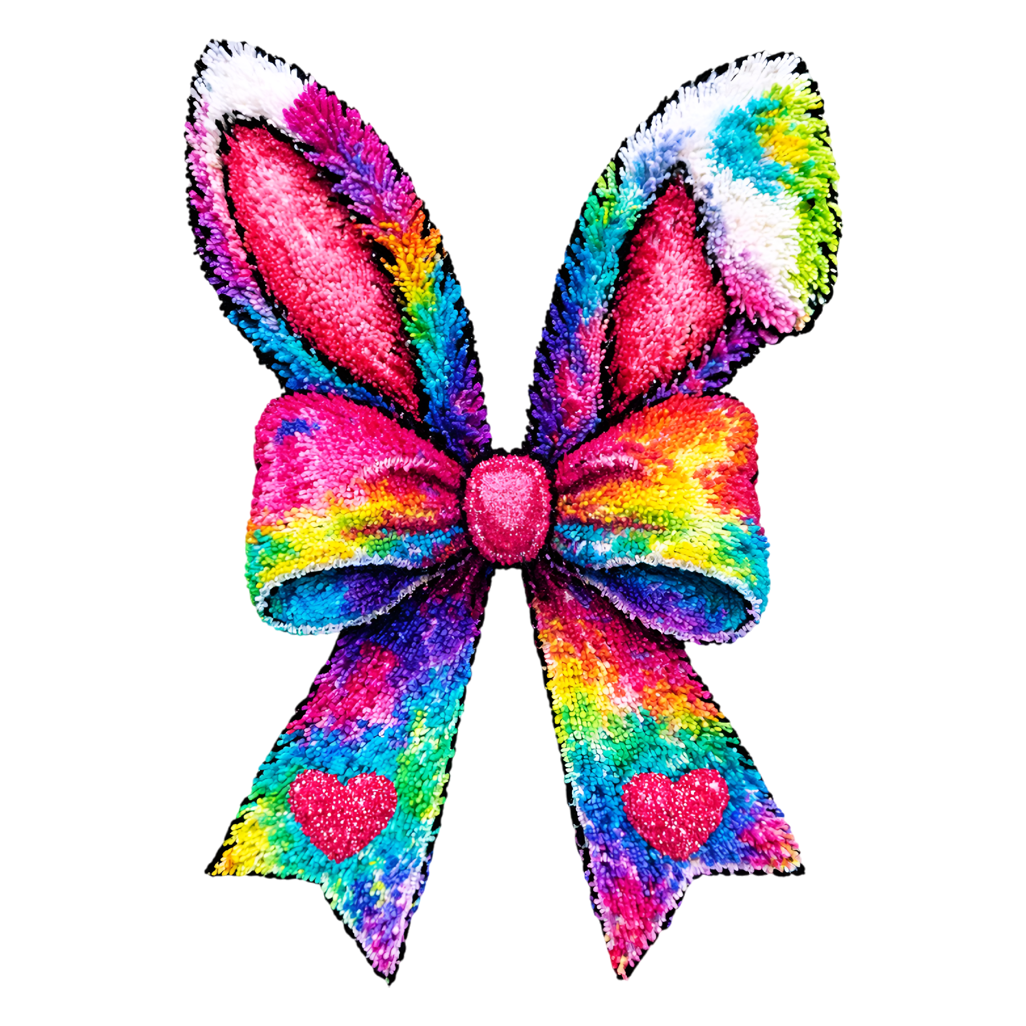 Rainbow Plush Bunny Ear Bow - Easter Ready to Press DTF Transfer