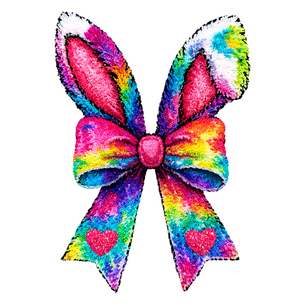 Rainbow Plush Bunny Ear Bow - Easter Ready to Press DTF Transfer