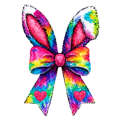 Rainbow Plush Bunny Ear Bow - Easter Ready to Press DTF Transfer
