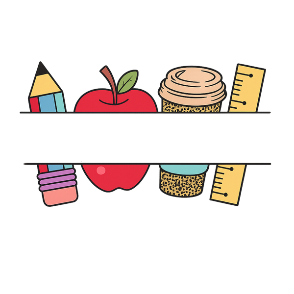 Apple Pencil Coffee Teacher Design - Teacher Ready to Press DTF Transfer