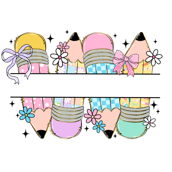 Cute Pastel Pencil Bundle Design - Teacher Ready to Press DTF Transfer