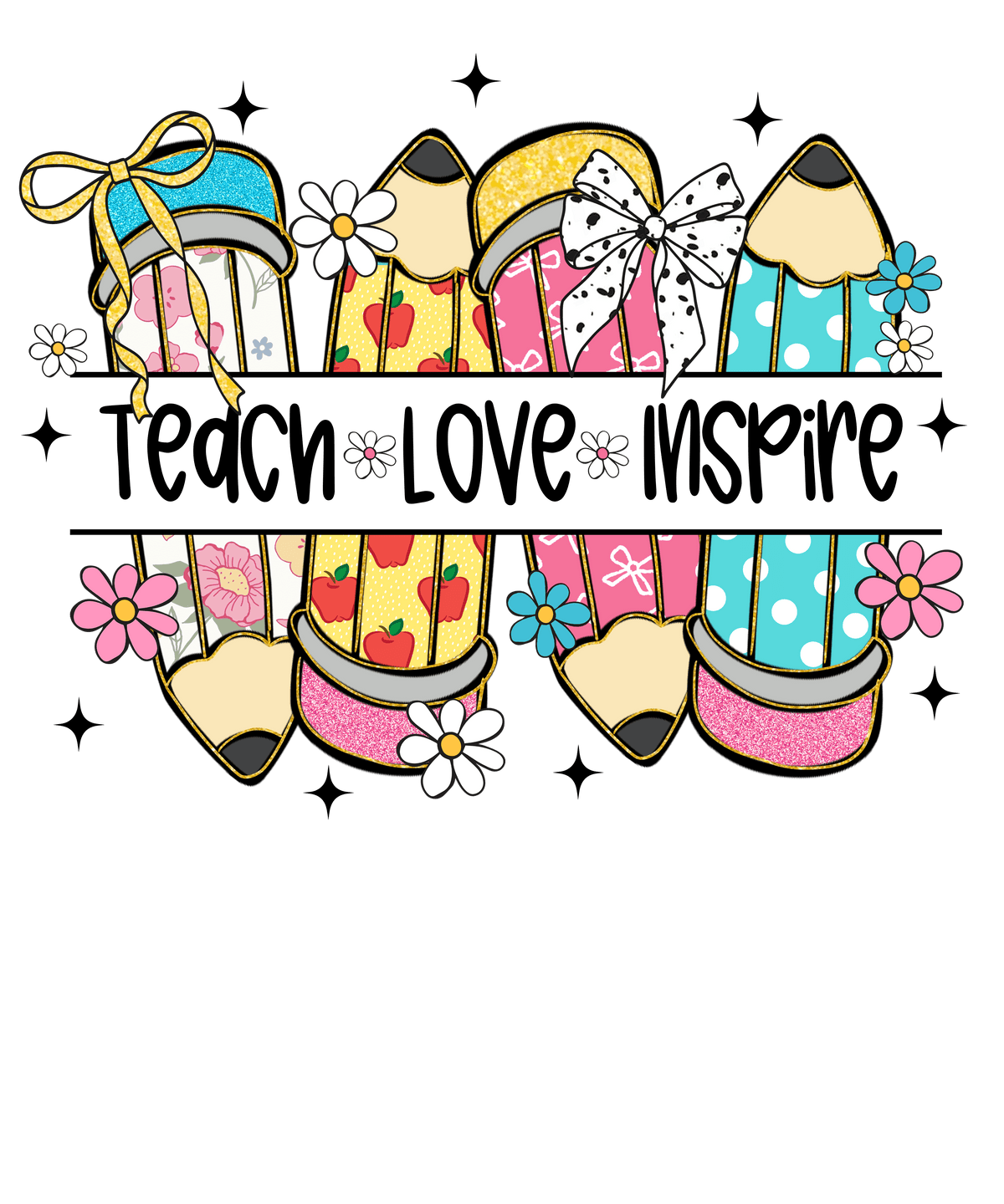 Cute Patterned Pencil Bundle Design - Teacher Ready to Press DTF Transfer